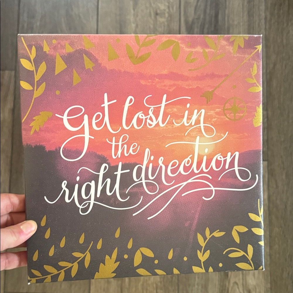 Canvas art Get Lost in the Right Direction Wall Art - Pink, Orange, Gold